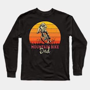 Vintage Mountain Bike Dad with Retro Sunset Long Sleeve T-Shirt